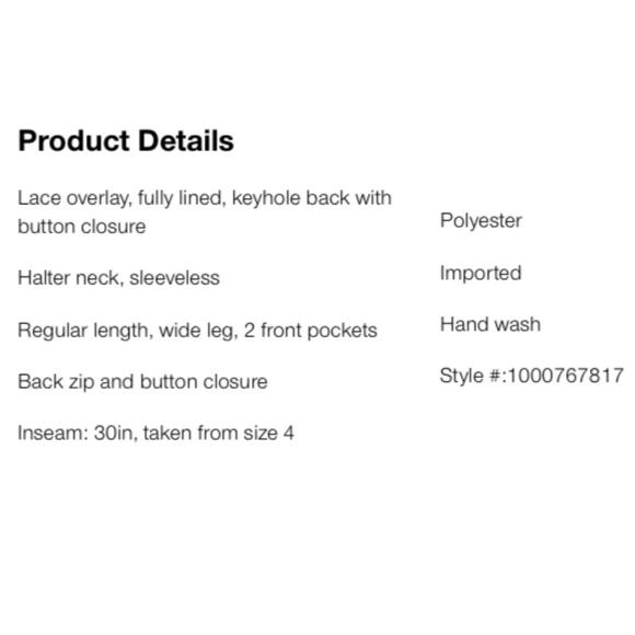 Julia Jordan Black Lace Halter Neck Wide Leg Jumpsuit - Picture 3 of 8